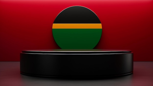 Illustration en 3d du drapeau de la Guinée-Bissau Le drapeau du Bissau agite isolé sur un drapeau à fond noir