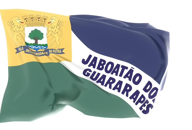 Illustration 3d du drapeau jaboatao dos gararapes sur tissu ondulé isolé sur blanc