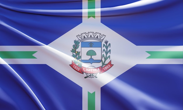 Illustration 3d du drapeau de limeira sur tissu vague