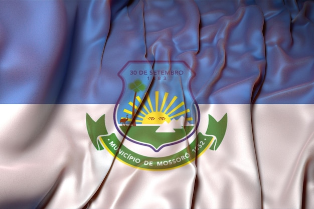 Photo illustration 3d du drapeau mossoro sur tissu ondulé