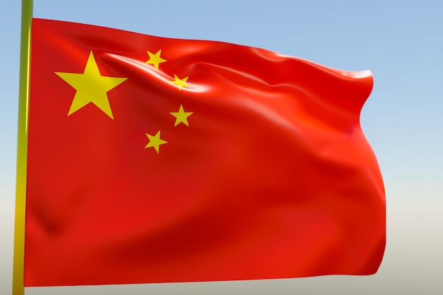 Illustration 3D du drapeau national de la Chine