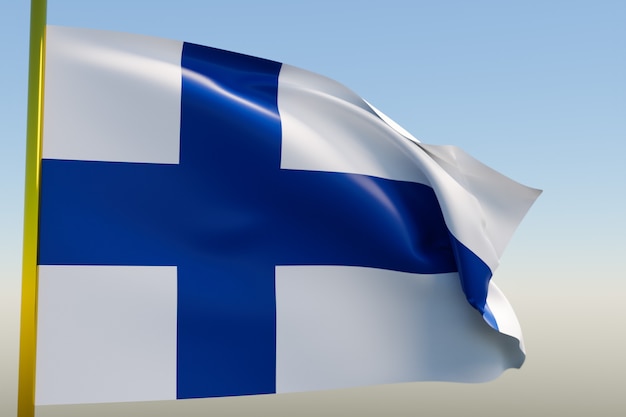Illustration 3D du drapeau national de la Finlande