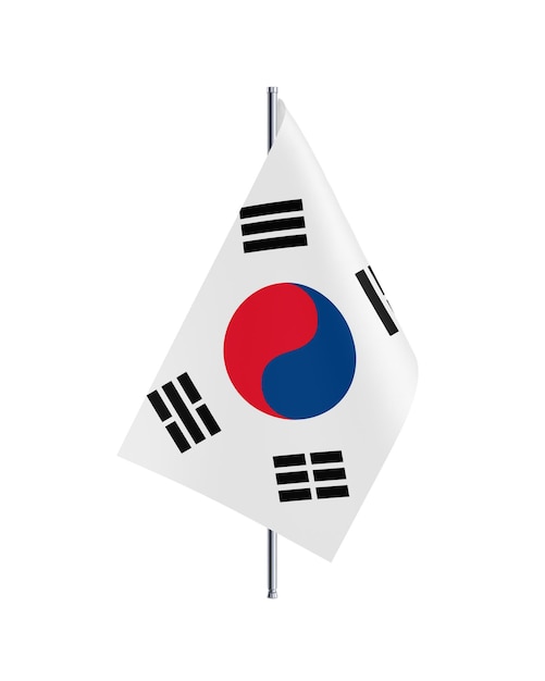 Illustration 3d du drapeau officiel de la Corée du Sud