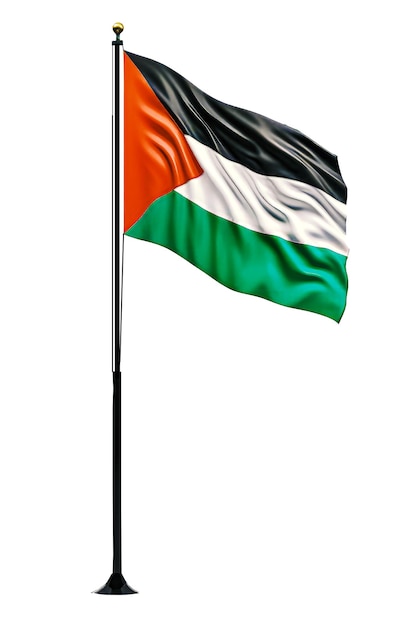 Illustration 3D du drapeau palestinien avec mât