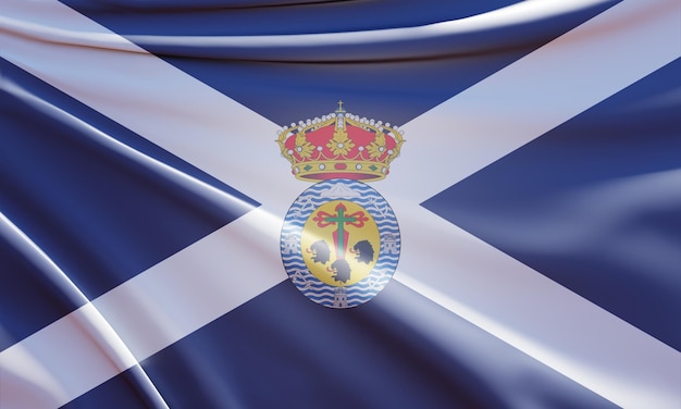 Illustration 3d du drapeau de santa cruz de tenerife sur tissu ondulé