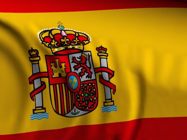 Photo illustration 3d du fond du drapeau espagnol en gros plan