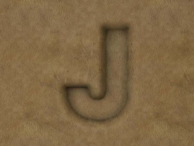 L'illustration en 3D du fond de la lettre J en cuir brun