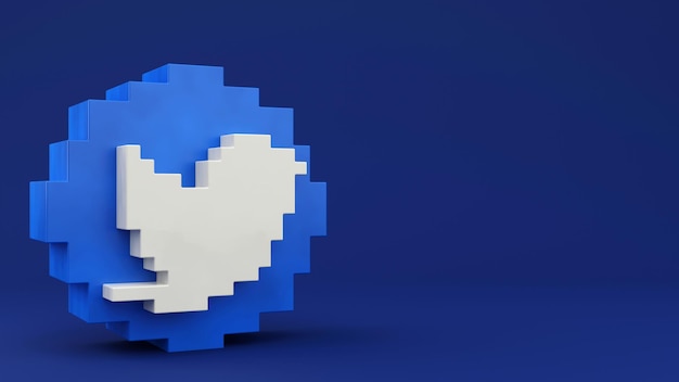 Illustration 3D du logo Twitter de Voxel Art