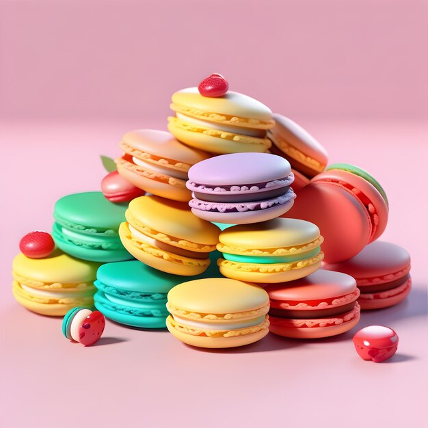 Photo l'illustration 3d du macaron délicieux