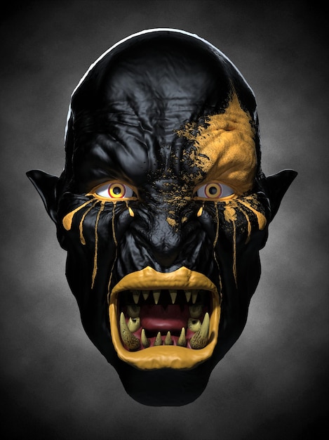 Illustration 3d du masque d'orc sauvage