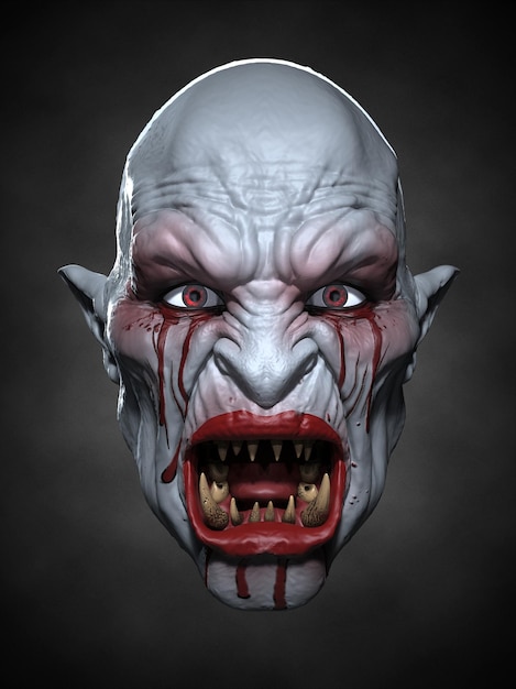 Photo illustration 3d du masque d'orc sauvage