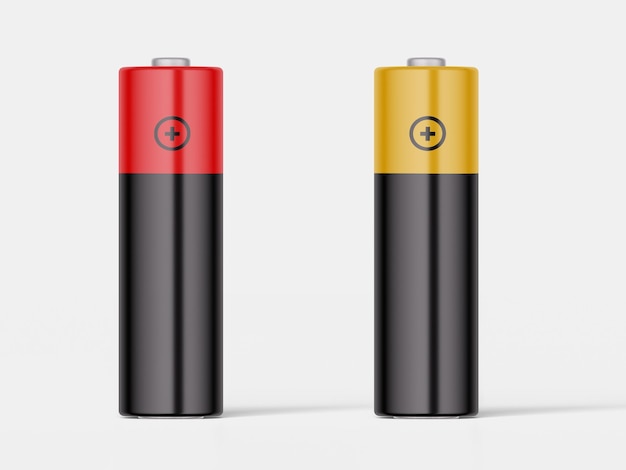 Illustration 3D du modèle de batterie AA isolée