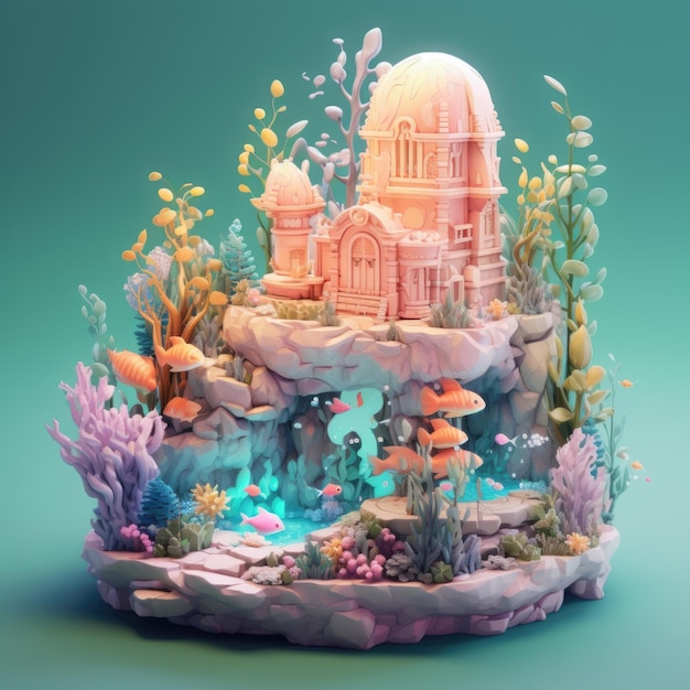 Illustration 3d du monde sous-marin mystique