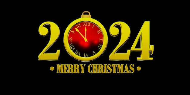 Photo illustration 3d du numéro d'or de noël du nouvel an 2024