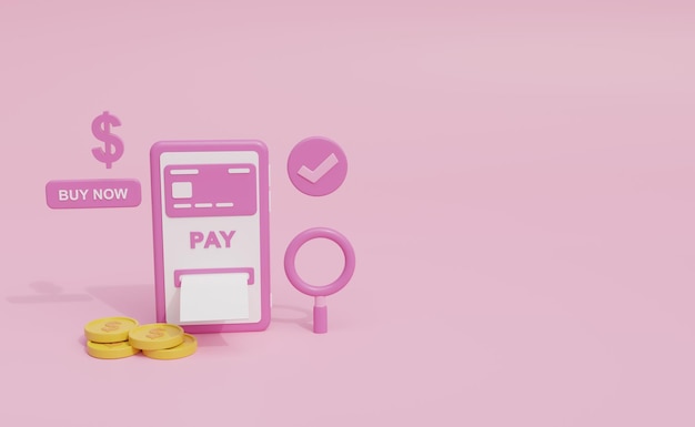 Illustration 3D du paiement en ligne
