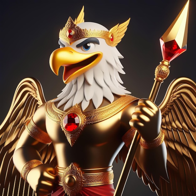 Illustration 3D du personnage de l'aigle sur un fond sombre