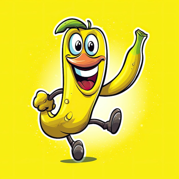 Illustration 3D du personnage de banane dessiné dans un style de dessin animé généré par l'IA