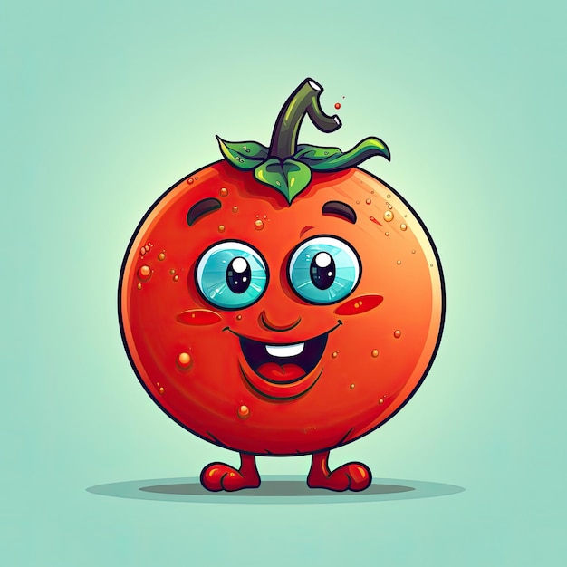 Illustration 3D du personnage de tomate dessiné dans un style de dessin animé généré par l'IA