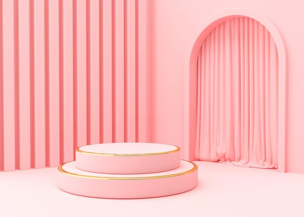 Illustration 3D du podium d'affichage du produit couleur pastel minimale style minimal