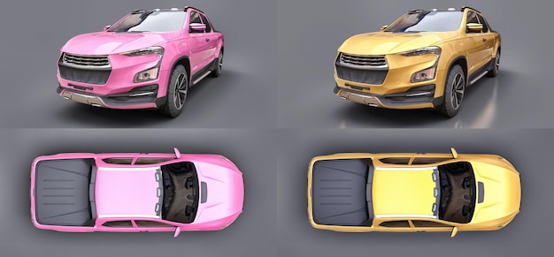 Illustration 3D du rendu 3d de la camionnette de fret concept