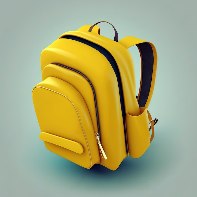 Illustration 3d du sac à dos jaune Retour à l'école et au concept d'éducation