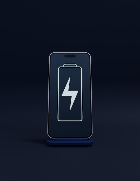 Illustration 3D du symbole de l'indicateur de charge de la batterie du smartphone sans fil