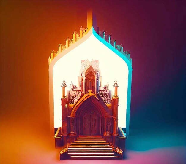 illustration 3d d'une église avec une porte au milieu