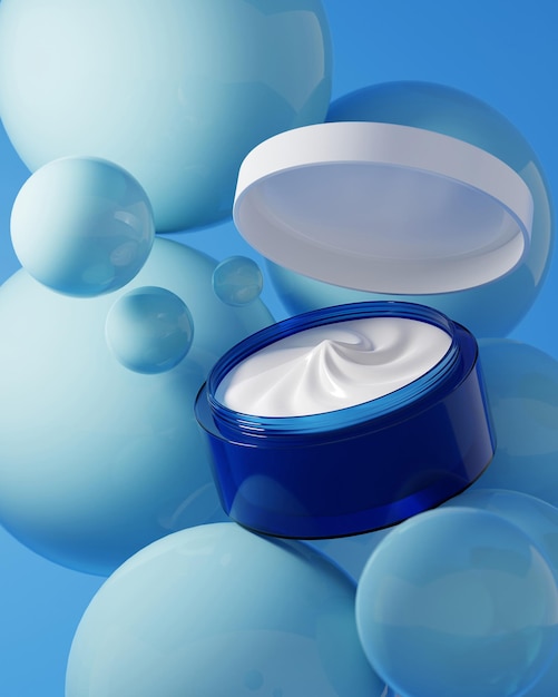 Illustration 3d de l'emballage de la crème de soin de la peau Modèle de publicité pour les cosmétiques