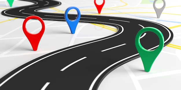 Illustration 3d de l'emplacement des pointeurs de carte
