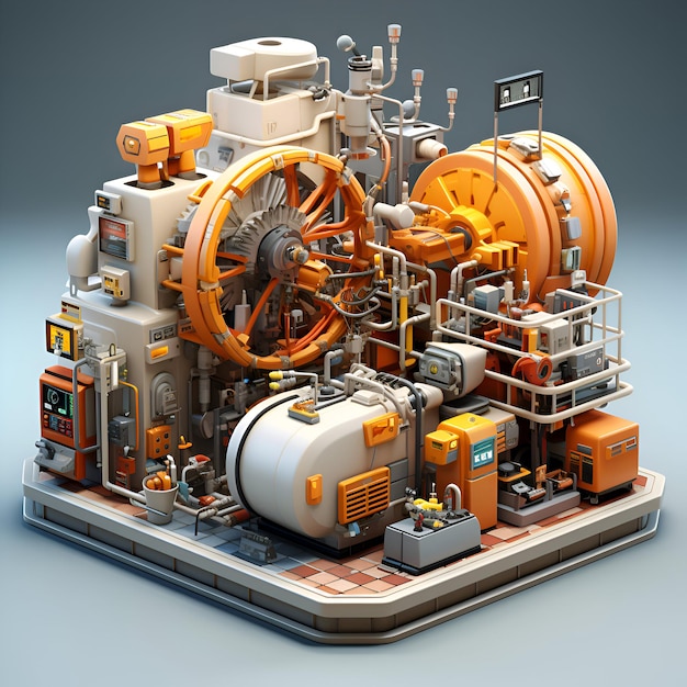 Illustration 3D d'un équipement industriel sous la forme d'un chantier de construction