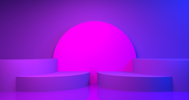 Illustration 3d d'un escalier arrondi de couleur violette