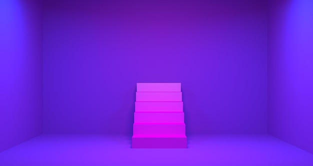 Illustration 3D d'un escalier de couleur violette