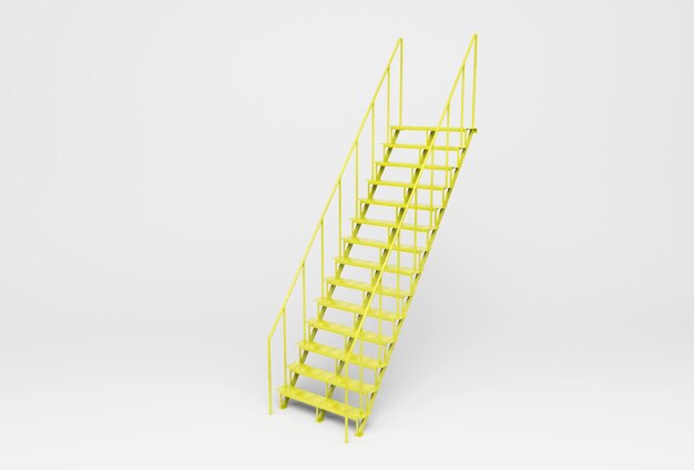 Photo illustration 3d d'escalier rendu minimal sur fond blanc