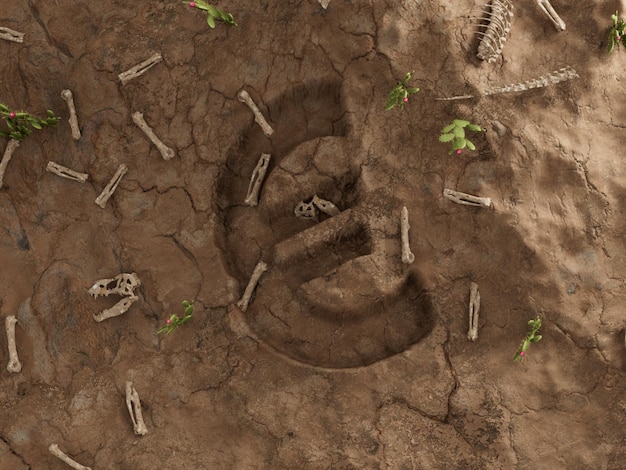 Illustration 3D de l'excavation des morts fossiles secs du trou au sol de la devise de l'euro