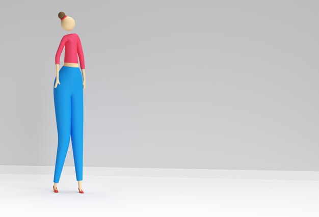 Illustration 3D d'une femme debout, conception de rendu 3D.