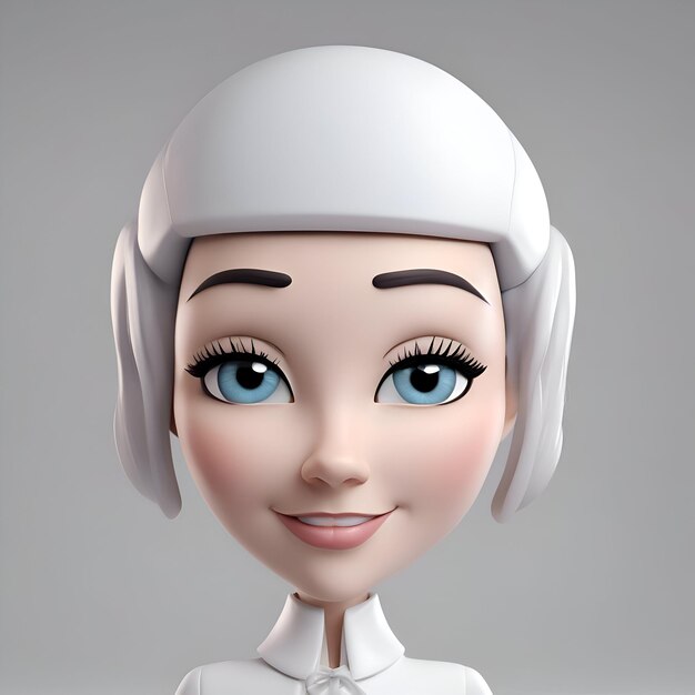 Photo illustration 3d d'une femme portant un casque blanc avec un sourire