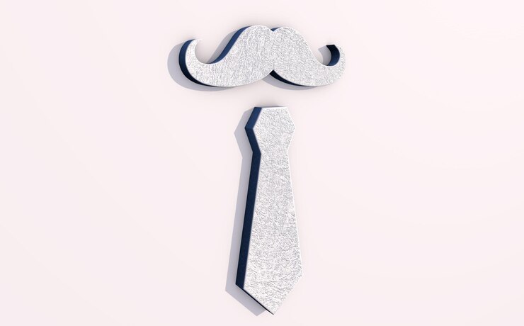 Photo illustration 3d fête des pères moustache blanche et cravate