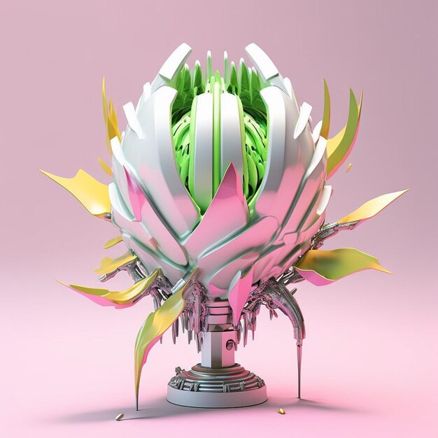 Une illustration 3d d'une fleur avec le mot fleur dessus