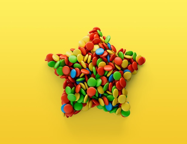 Illustration 3d de fond d'étoile de bonbons de sucre colorés