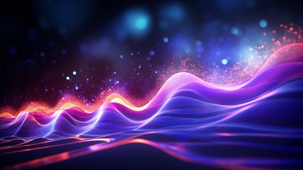 Illustration 3D d'un fond fractal abstrait avec des ondes bleues et roses générées