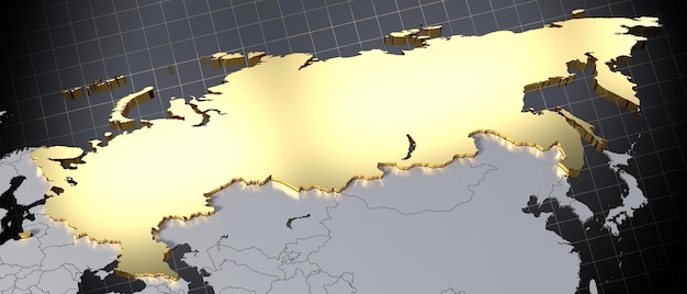 Illustration 3D de la forme du pays de la Fédération de Russie