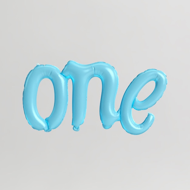 Photo une illustration 3d en forme de mots de ballons bleu ciel isolés sur fond blanc