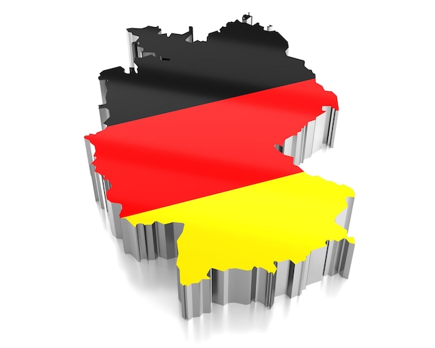 Photo illustration 3d des frontières et du drapeau de l'allemagne