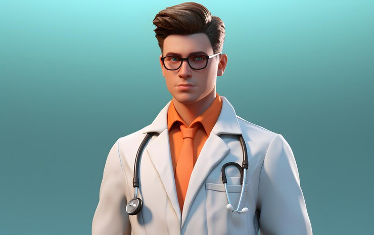 Photo illustration 3d d'un garçon médecin portant des lunettes concept médical avec espace de copie pour le texte