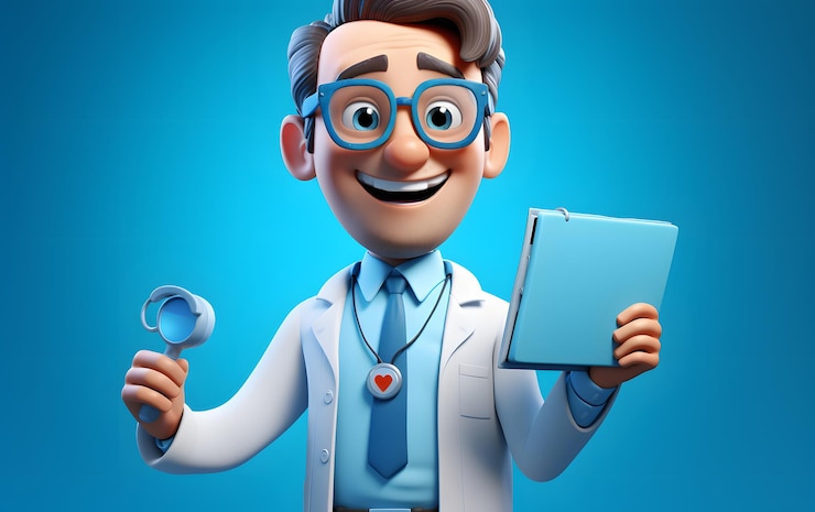 Photo illustration 3d d'un garçon médecin portant des lunettes concept médical avec espace de copie pour le texte