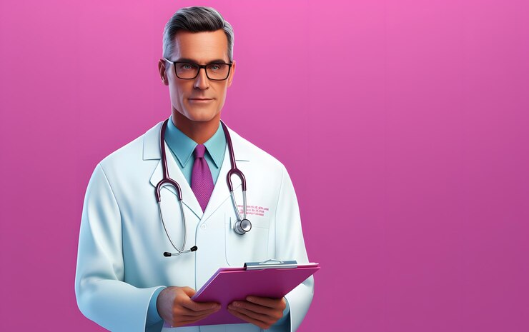 Photo illustration 3d d'un garçon médecin portant des lunettes concept médical avec espace de copie pour le texte