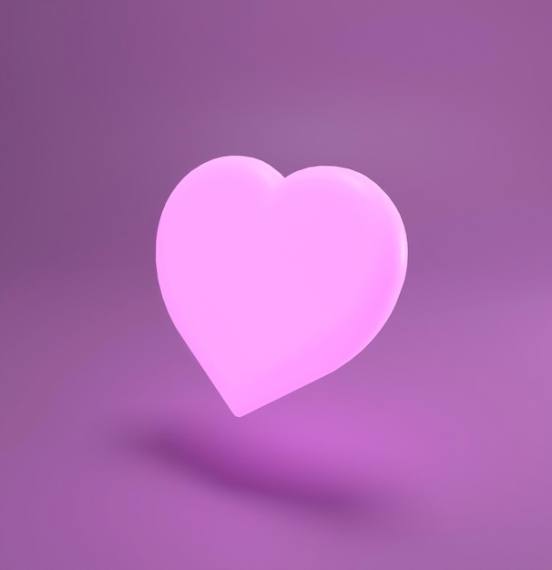 Illustration 3d gros plan coeur rose brillant