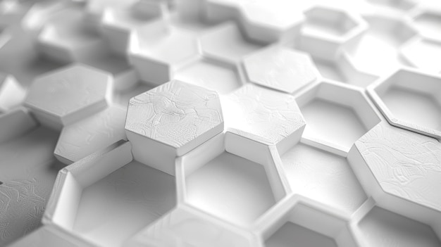 Photo illustration 3d d'hexagones blancs
