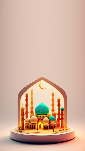 Illustration 3D de l'histoire Instagram du Ramadan Kareem sur les médias sociaux