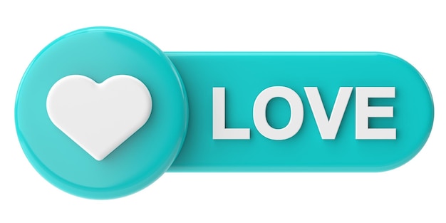 Illustration 3D de l'icône de coeur de bouton d'amour